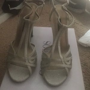 Silver glitter heels